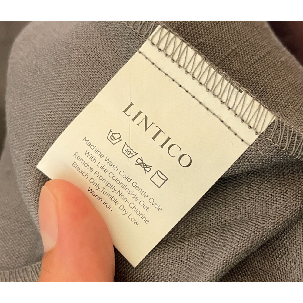 Women's XS Lintico Gray 100% Linen A-Line Midi Dress Lagenlook NEW - Picture 4 of 5
